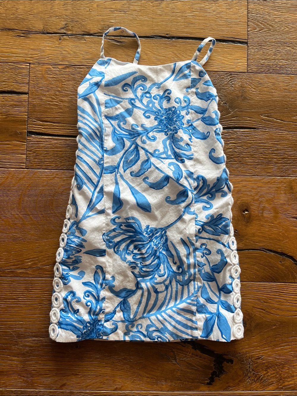 Lilly Pulitzer Blue Floral Spaghetti-Strap Kids Dress